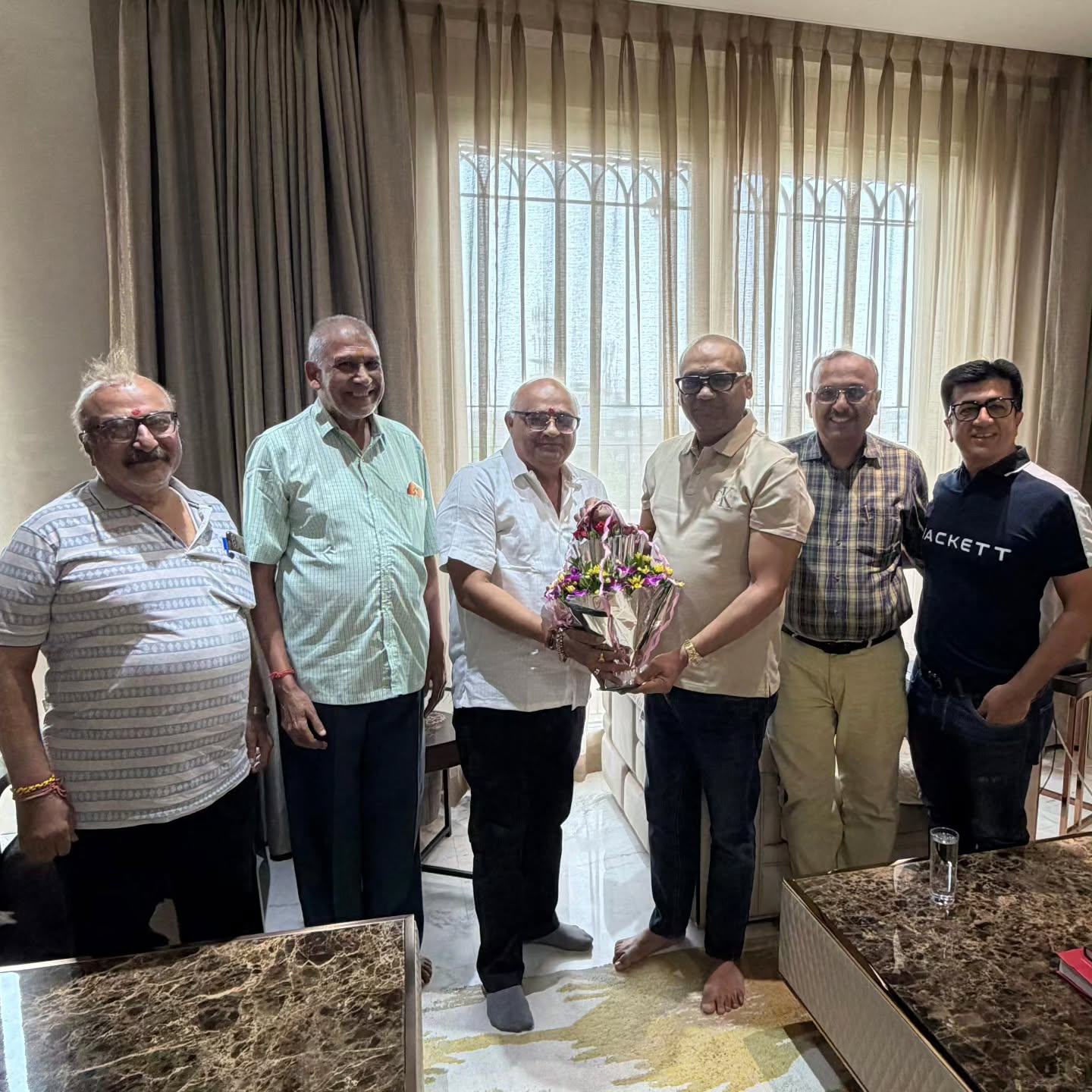 Dr. Ravi Agrawal, Managing Trustee of O J Agrawal Charitable Trust, with trustee Shri Hemang Tanna and office bearers of Navratra Davakhana, Nagpur, May 2026